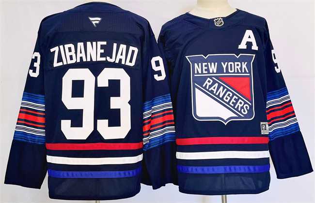 Men%27s New York Rangers #93 Mika Zibanejad Navy 2024-25 Stitched Jersey